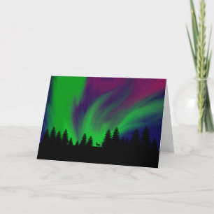Greeting Card Northern Lights & Deer
