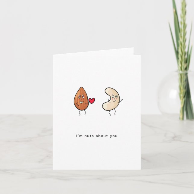 Greeting card, Nuts about you, funny card, nuts  Card (Front)