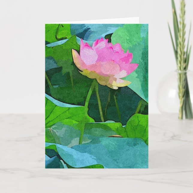 Greeting Card Pink Lotus Abstract (Front)