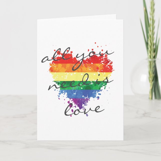 Greeting Card Rainbow Heart- all you need is love (Front)