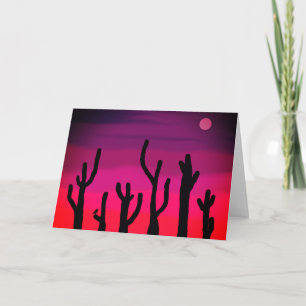 Greeting Card Saguaro Sunset with Owl
