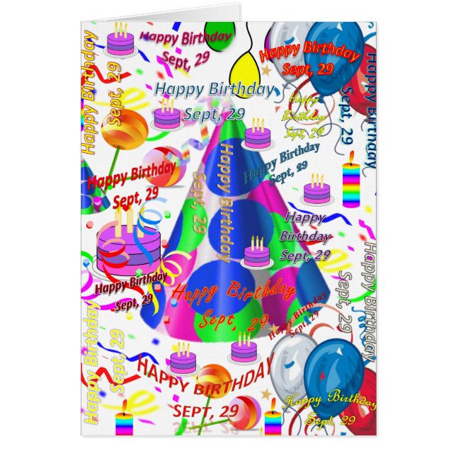 Greeting Card September, 29 Birthday (Front)