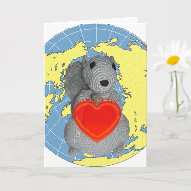 Greeting Card - Squirrel with Heart (Small Plant)