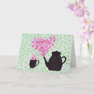 Greeting Card - Teapot and Hearts