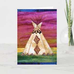 Greeting card, teepee, indian design card