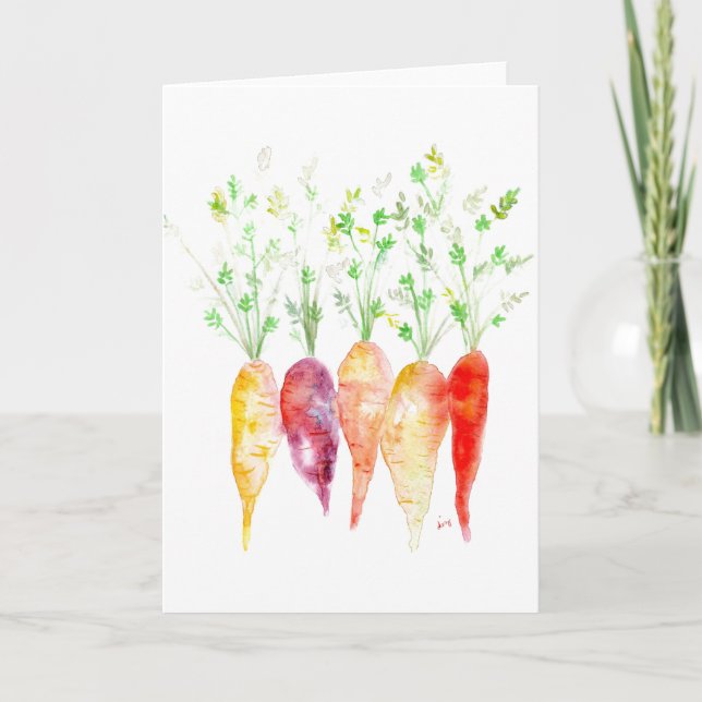 Greeting Card - Watercolor Heirloom Carrots (Front)
