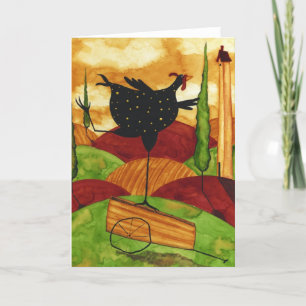 Greeting Card - Whimsical Tuscan Rooster Pose