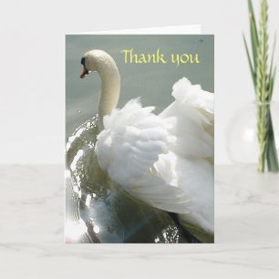 Greeting card white swan with light heart