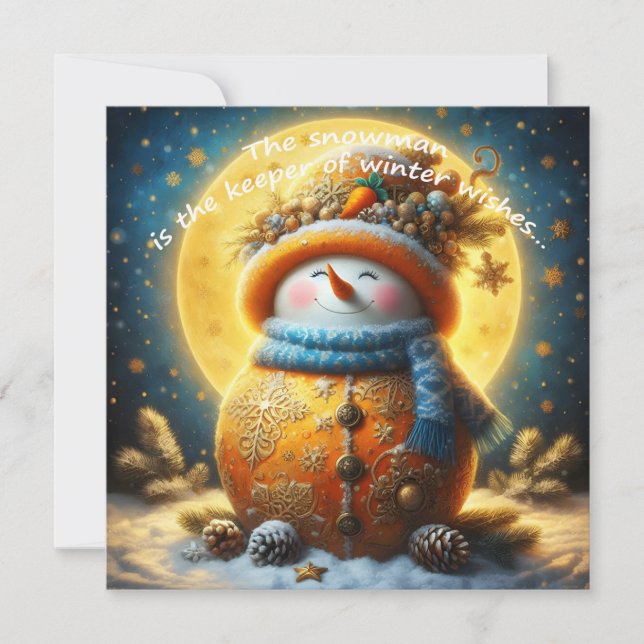 Greeting card with a cute snowman (Front)