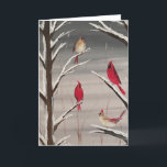 Greeting Card with Cardinals<br><div class="desc">This 5x7 greeting card features a family of cardinals in winter. The original, titled "Family Tree, " was painted by artist David Pepper in January 2022.</div>