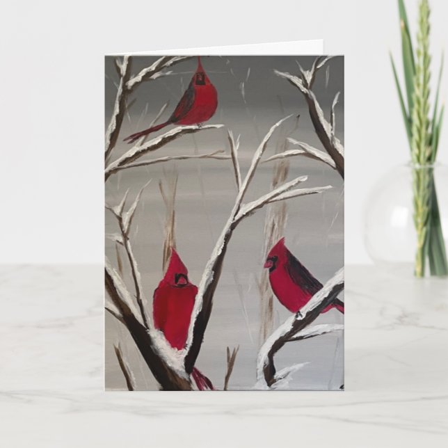 Greeting card with Cardinals and Holiday Message (Front)