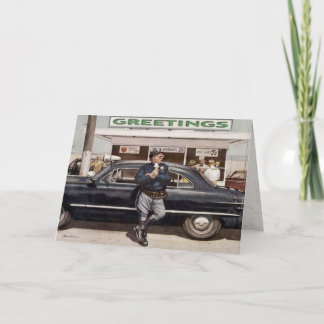 Greeting Card with Cool Vintage Cop Illustration