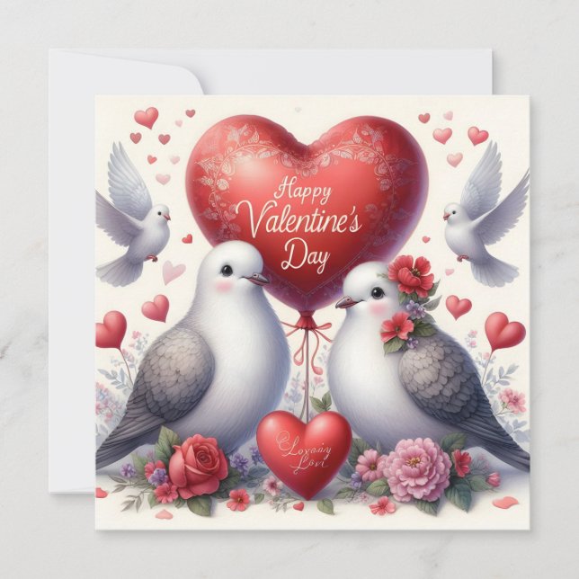 Greeting card with doves in love (Front)