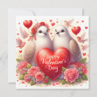 Greeting card with doves in love