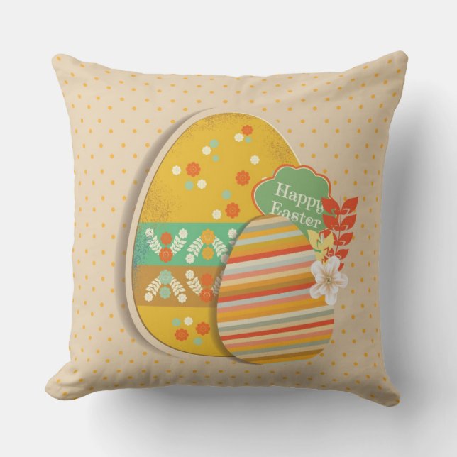 Greeting card with Easter egg symbol Throw Pillow (Front)