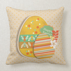Greeting card with Easter egg symbol Throw Pillow