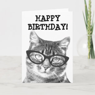 Greeting card with funny cat photograph