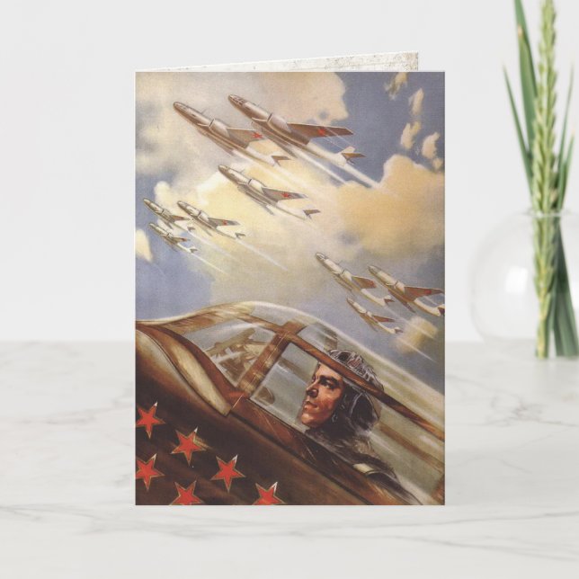 Greeting Card with Old USSR Air Force Propaganda (Front)