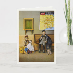 Greeting Card With Railroad Ad Poster Print