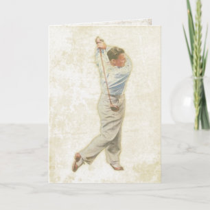 Greeting Card with Vintage Golf Player