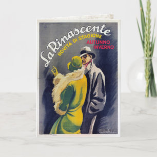 Greeting Card with Vintage Italian Fashion Print