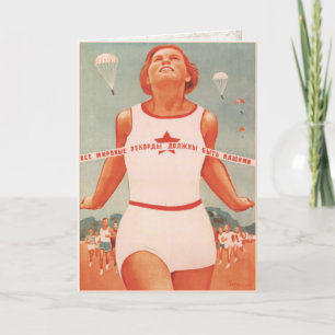 Greeting Card with Vintage Soviet Union Propaganda