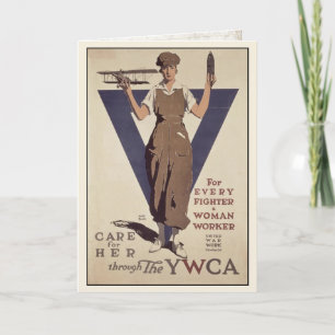 Greeting Card with WWII Propaganda Poster Print