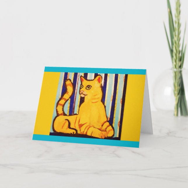 Greeting Card with Yellow Cat Design (Front)