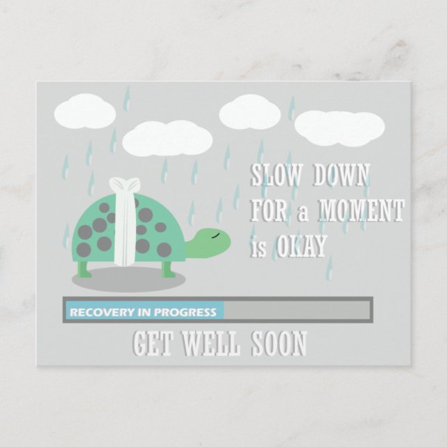 Greeting cards Get well Soon Turtle Cartoon (Front)