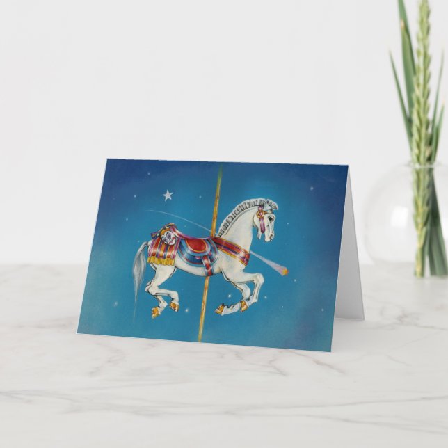 Greeting Cards - Red, White & Blue Carousel Horse (Front)