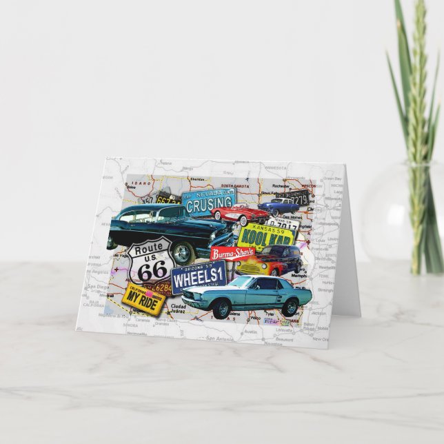 Greeting Cards - Route 66_Classic Cars (Front)