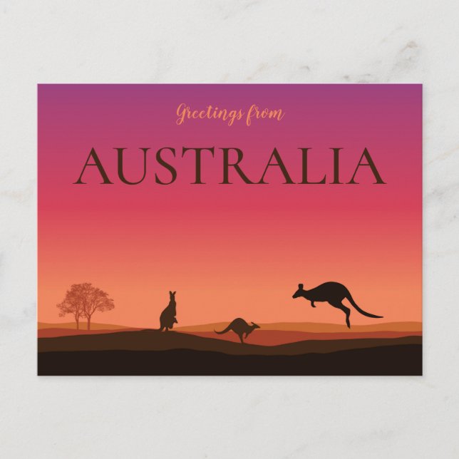 Greeting from Austrailia Postcard Kangaroos (Front)