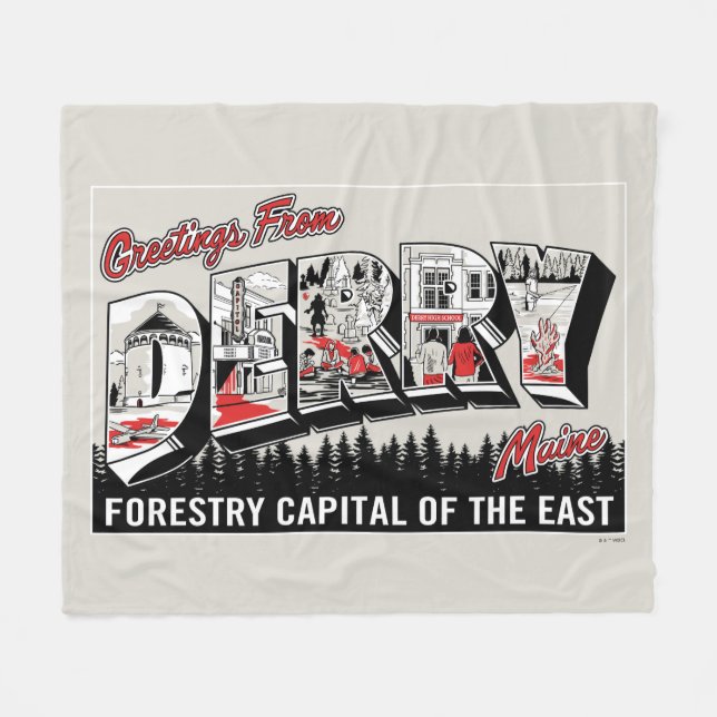 Greeting From Derry Maine Fleece Blanket (Front (Horizontal))