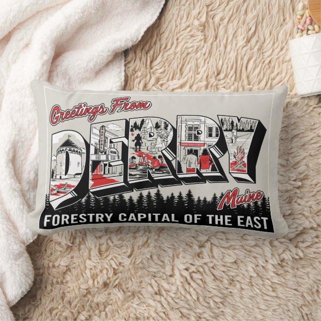 Greeting From Derry Maine Lumbar Pillow (Blanket)