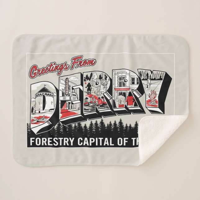 Greeting From Derry Maine Sherpa Blanket (Front (Horizontal))