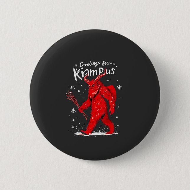 Greeting from Krampus Xmas Christmas  2 Inch Round Button (Front)
