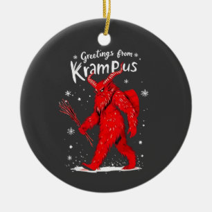Greeting from Krampus Xmas Christmas  Ceramic Ornament
