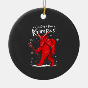Greeting from Krampus Xmas Christmas  Ceramic Ornament