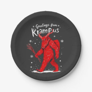 Greeting from Krampus Xmas Christmas Paper Plate