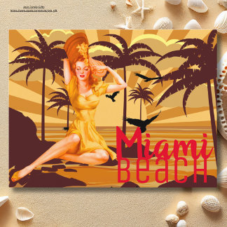 Greeting from Miami Beach beautiful vintage  Postcard