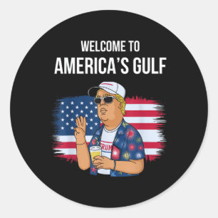 Greeting From The Gulf Beach Of America Patriotic Classic Round Sticker