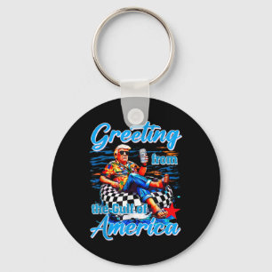 Greeting From The Gulf Of Usa America Trump Keychain