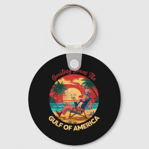 Greeting From The Gulf Of Usa America Trump Patrio Keychain
