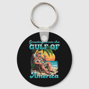 Greeting From The Patriotic Gulf Of Usa America Re Keychain