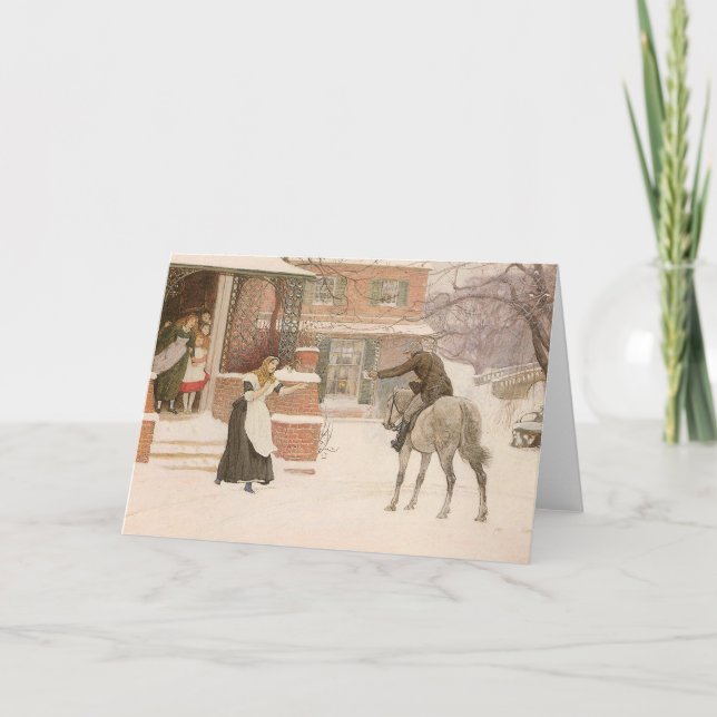 Greeting the Postman by Robert Walker Macbeth Holiday Card (Front)