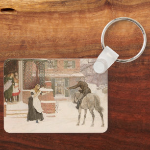 Greeting the Postman by Robert Walker Macbeth Keychain