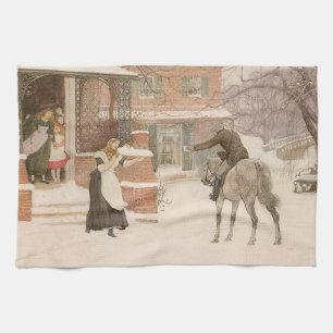 Greeting the Postman by Robert Walker Macbeth Kitchen Towel