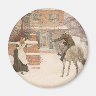Greeting the Postman by Robert Walker Macbeth Magnet