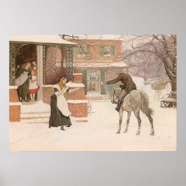 Greeting the Postman by Robert Walker Macbeth Poster (Front)