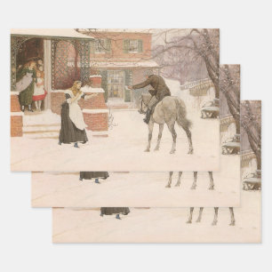 Greeting the Postman by Robert Walker Macbeth Wrapping Paper Sheet